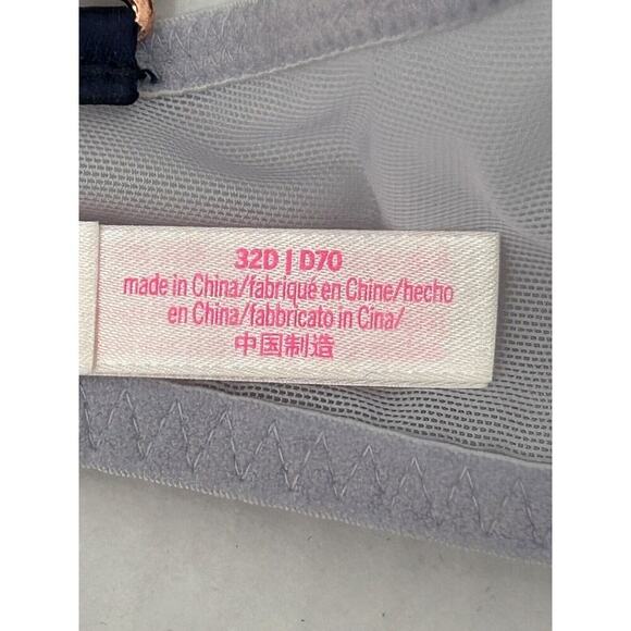 Victoria's Secret PINK Bra Womens Size 32D Blue Floral Unlined Push Up Lace - Picture 7 of 8